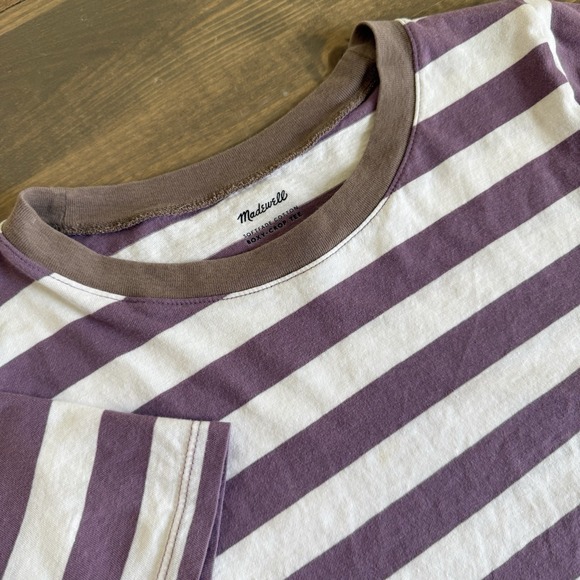 Madewell Tops - Madewell Womens Small Purple White Striped Short Sleeve Crop Top T-Shirt